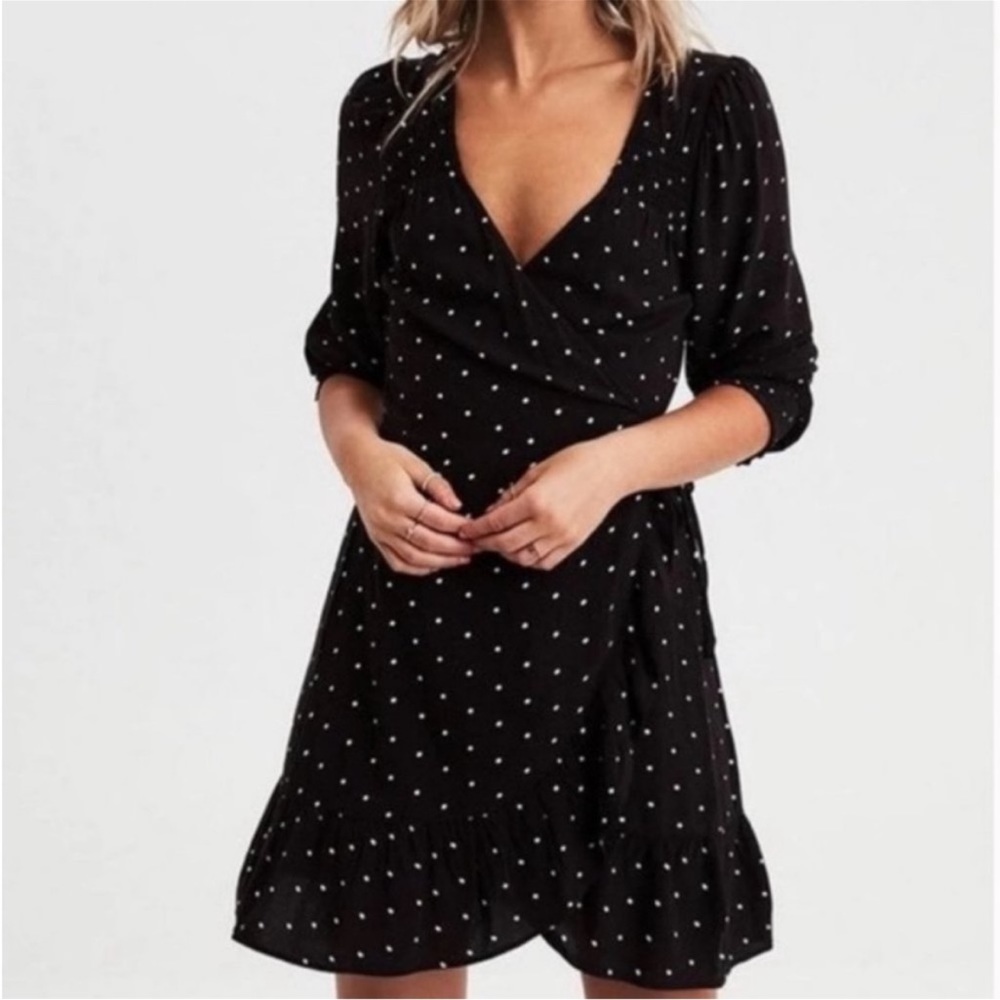 American Eagle polka dot wrap dress size medium